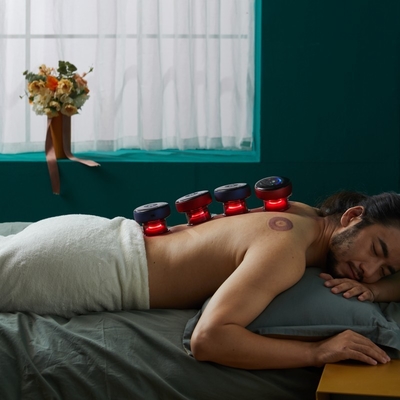 Fitdash inalámbrico Smart Moxibustion Massager con vaso de vacío de calor infrarrojo